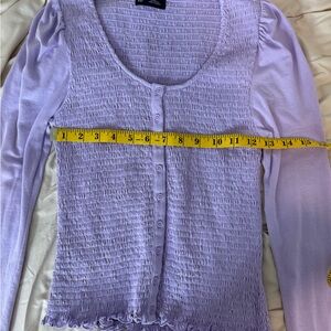 GAP Purple Smocked Buttoned Blouse